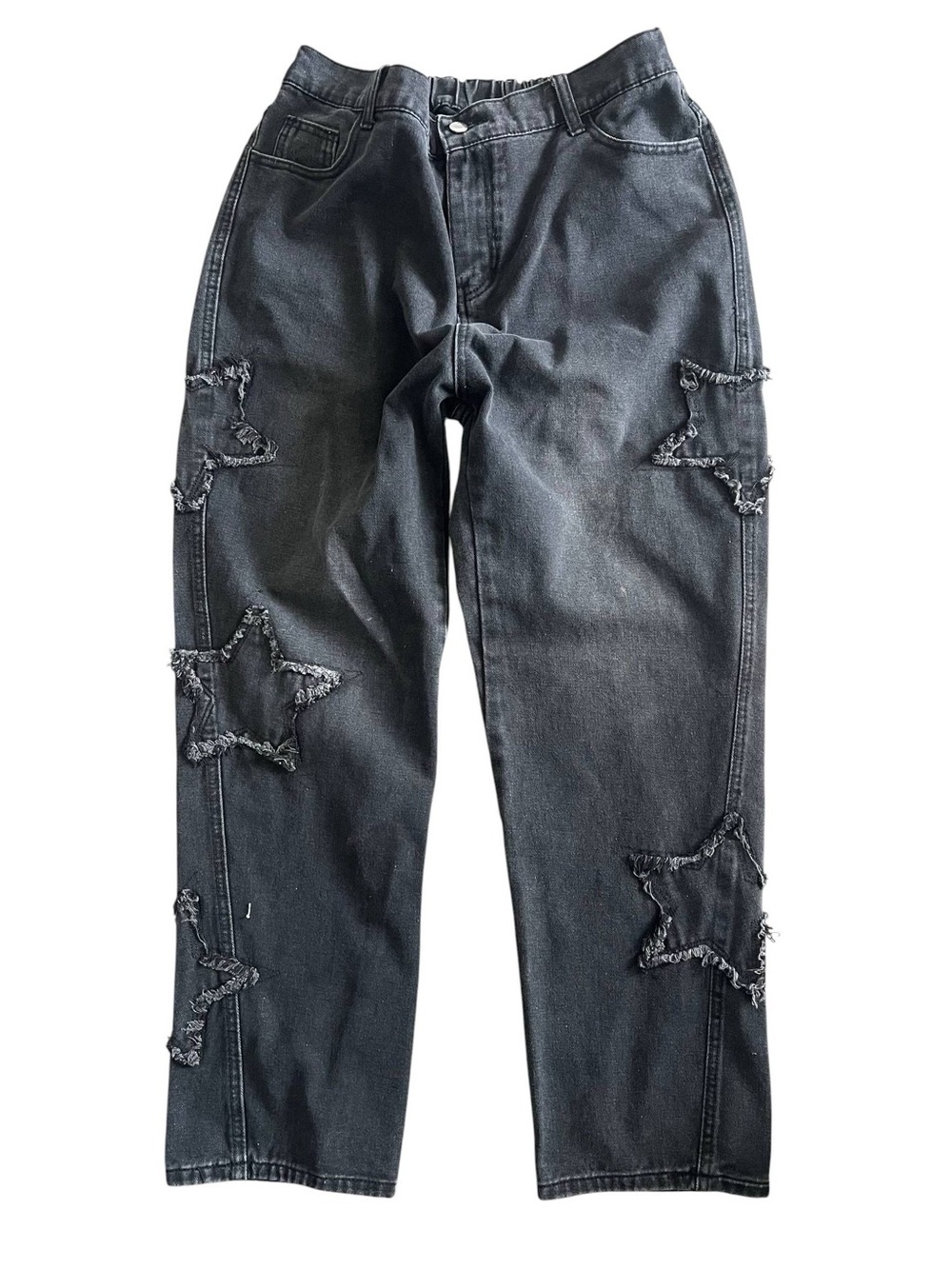 Black Star Patch
Wide Leg Jeans Denim Pants L Size (25)